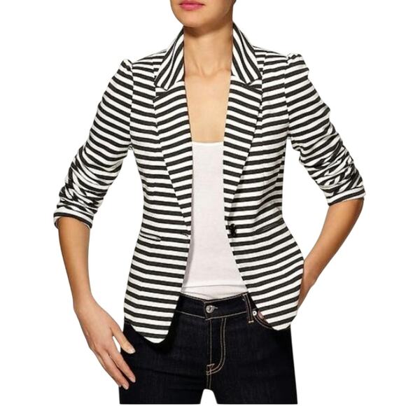 Tinley Road Barcode Stripe Cotton Blazer size M Blue & White - Picture 1 of 8